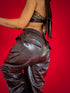 LUX leather imitation pants "BE STRONGER LD3347" - CHOCO
